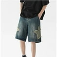 thumbnail image 3 of Y2K Blue Denim Shorts Summer Casual Loose Straight Leg Unisex Baggy Jeans Shorts Jorts Grunge Harajuku Streetwear, 3 of 8