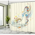 thumbnail image 5 of Ambesonne Cartoon Shower Curtain, Whale in Ocean Dive, 69"Wx84"L, Blue and White, 5 of 5
