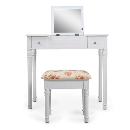 Viscologic Wdts Wooden Mirrored Makeup, Viscologic Pearl Wooden Mirrored Makeup Vanity Table White