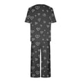 thumbnail image 3 of Offre Limitée Iumwxz Pyjamas Doux Tendance Ensembles Assortis Tenues de Voyage pour Femmes Graphique Cœur Col Rond Manches Courtes Taille Élastique Pantalons Raccourcis Tenues pour Femmes Mode Urbaine, 3 of 4