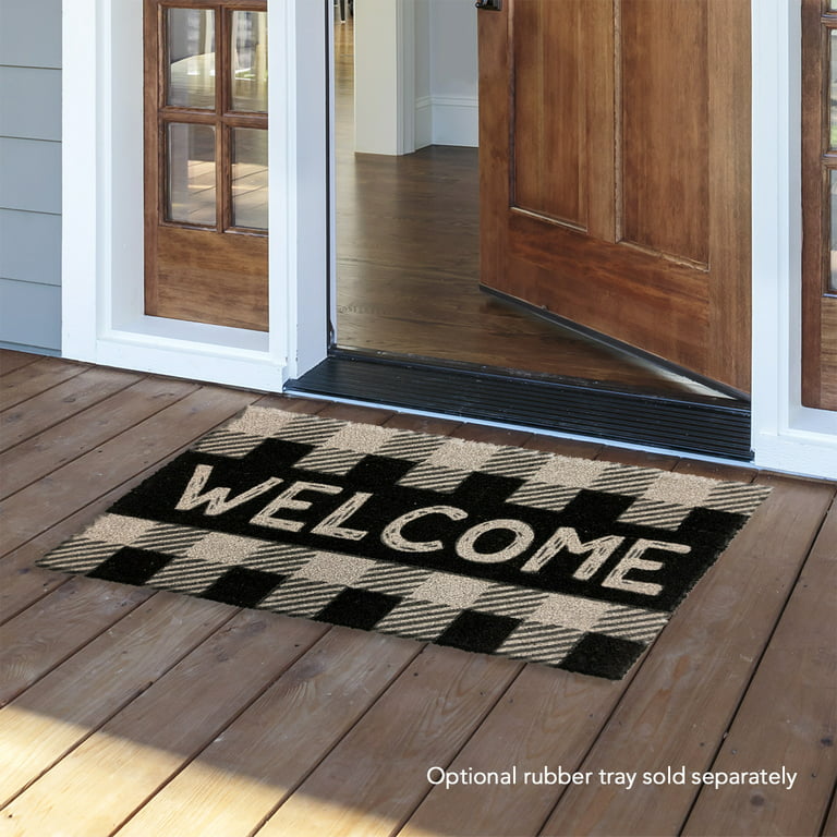 Mascot Hardware 28'' x 18''Door Mat Indoor Outdoor Doormats Welcome Mats  for Front Door Be Happy Doormat Rug Black and White Entrance Rug Non-Slip