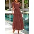 thumbnail image 6 of PRETTYGARDEN Summer Dresses for Women Eyelet Square Neck Puff Sleeve Smocked Wedding Guest Maxi Dress with Pockets, 6 of 8