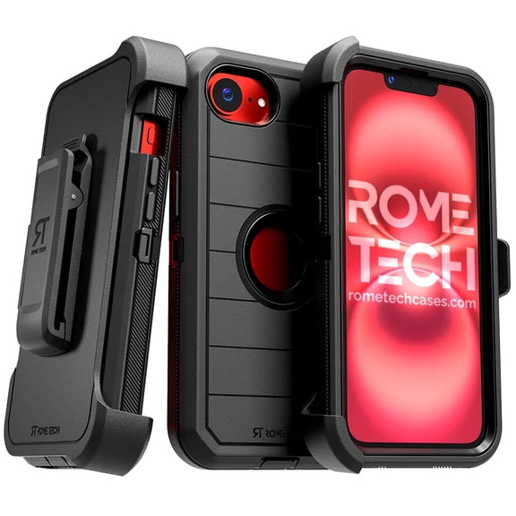 Defender Case for iPhone 16e with Belt Clip, Kickstand, Dual-Layer, Black