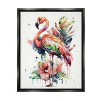 Stupell Industries Modern Splash Flamingo Animals & Insects Painting Black Floater Framed Canvas Art Print Wall Art, 17 x 21