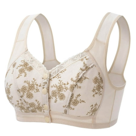 Fsqjgq Womens Underwear Bras for Women No Underwire Strapless Bra for Big Bust Front Closure Bras Comfort No Underwire Seamless Bra Plus Size Wireless Bra Nipple Covers Removable Cup Bras Bandeau