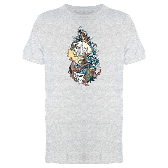 Mythological Hippocampus Graphic T-Shirt Men -Image by Shutterstock, Male XX-Large