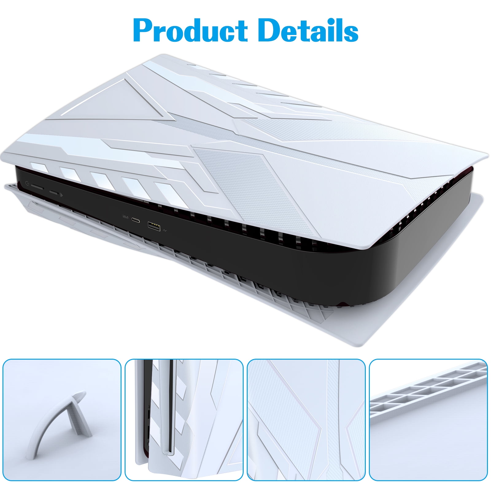 HEYSTOP PS5 plates for PS5 Accessories,Hard Shockproof Cover PS5 Skins Shell Panels,Anti-Scratch Dustproof Face Plates Replacement Accessories for Playstation 5 Disc Edition,white