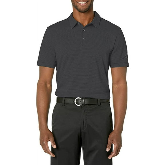 HA9165 Adidas Men's Ottoman Stripe Polo Shirt Black/Grey Six L