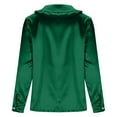 thumbnail image 4 of Womens Silk Satin Tops Ruffle Lapel Collar Button Down Shirts Casual Long Sleeve Business Dressy Luxury Clothes,Green XXL, 4 of 5