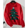 thumbnail image 4 of Womens Sweaters Crew Neck Pullover Festive Christmas Tree Sweaters for Womens Cozy Cream Knit with Colorful Christmas Tree Design, 4 of 5