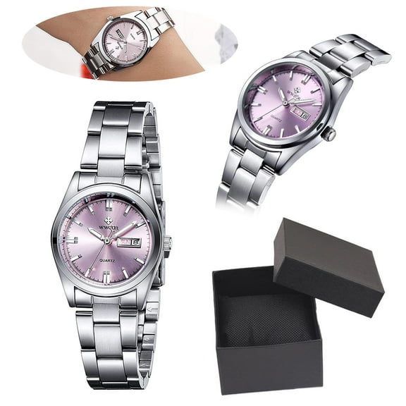 AMERTEER Ladies Dress Watches,Easy Reader Dress Watch, Women's Watch,Small Face, Dial Waterproof Women Analog Quartz Watch with Stainless Steel Expansion Band