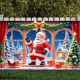 thumbnail image 6 of Red & Gold Christmas Banner Santa Claus Design Xmas Backdrop Snowy Scene Gift Boxes Festive Background for Christmas Party Home Decoration Holiday Gathering, 6 of 9