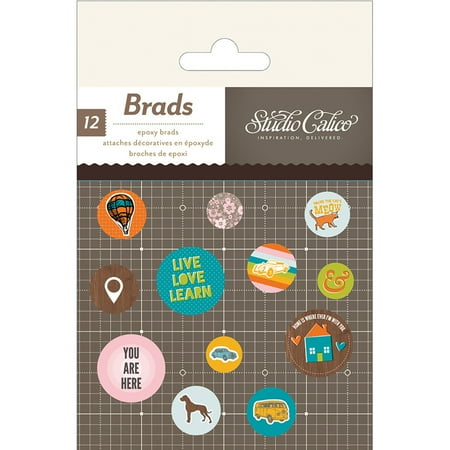 Here and There Epoxy Brads, 12pk