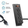 thumbnail image 4 of Wall Mount Power Outlet Strip, 4 Outlet Mountable Power Strip with Switch, 3ft Cord Under Desk Power Strip for Office/Industrial/Home, Flat Plug, Black, 4 of 4
