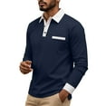 thumbnail image 5 of Generic Mens Casual Polo Shirts Casual Long Sleeve Button Golf Slim Fit Shirt Classic Spring Fall Collared Stylish Tops, 5 of 7