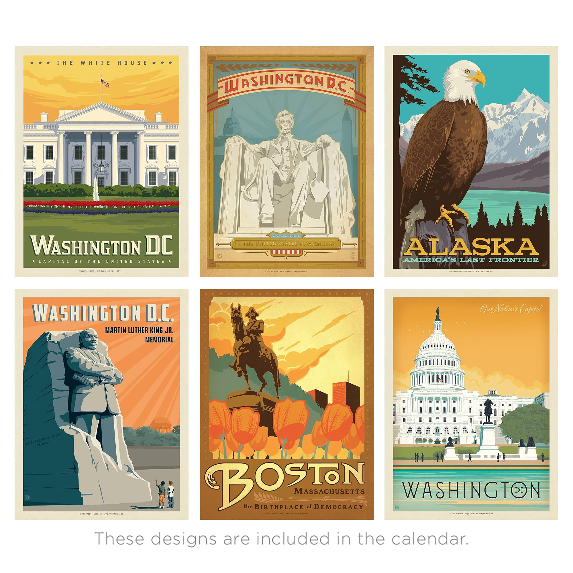 Americanflat 18 Month Wall Calendar - August 2021 to January 2023 - American Patriotism Design, 10 x 26 Inches