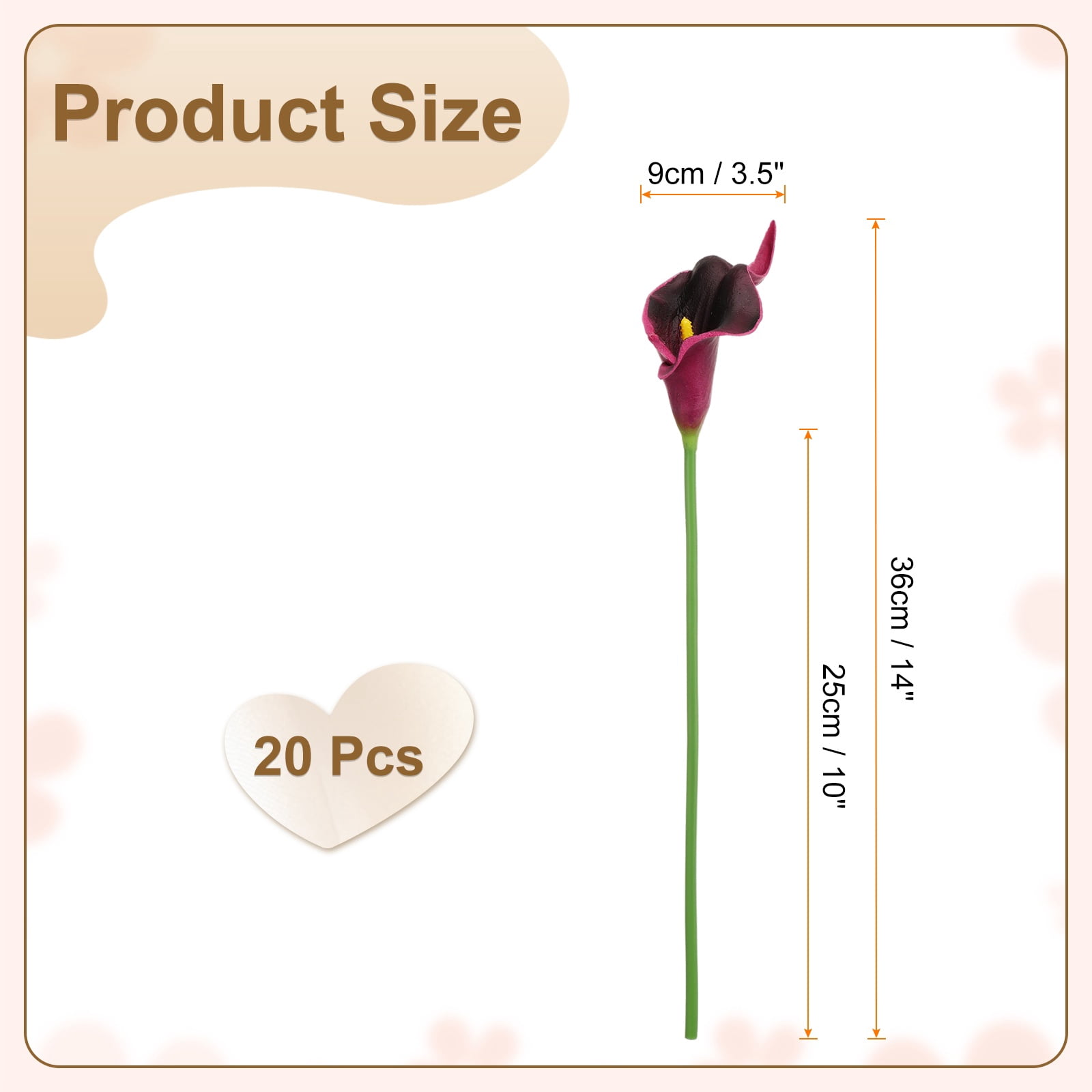 20pcs Artificial Calla Lily Fake Silk Flowers Bouquet Real Touch for Home Garden Wedding Party Decoration, Burgundy