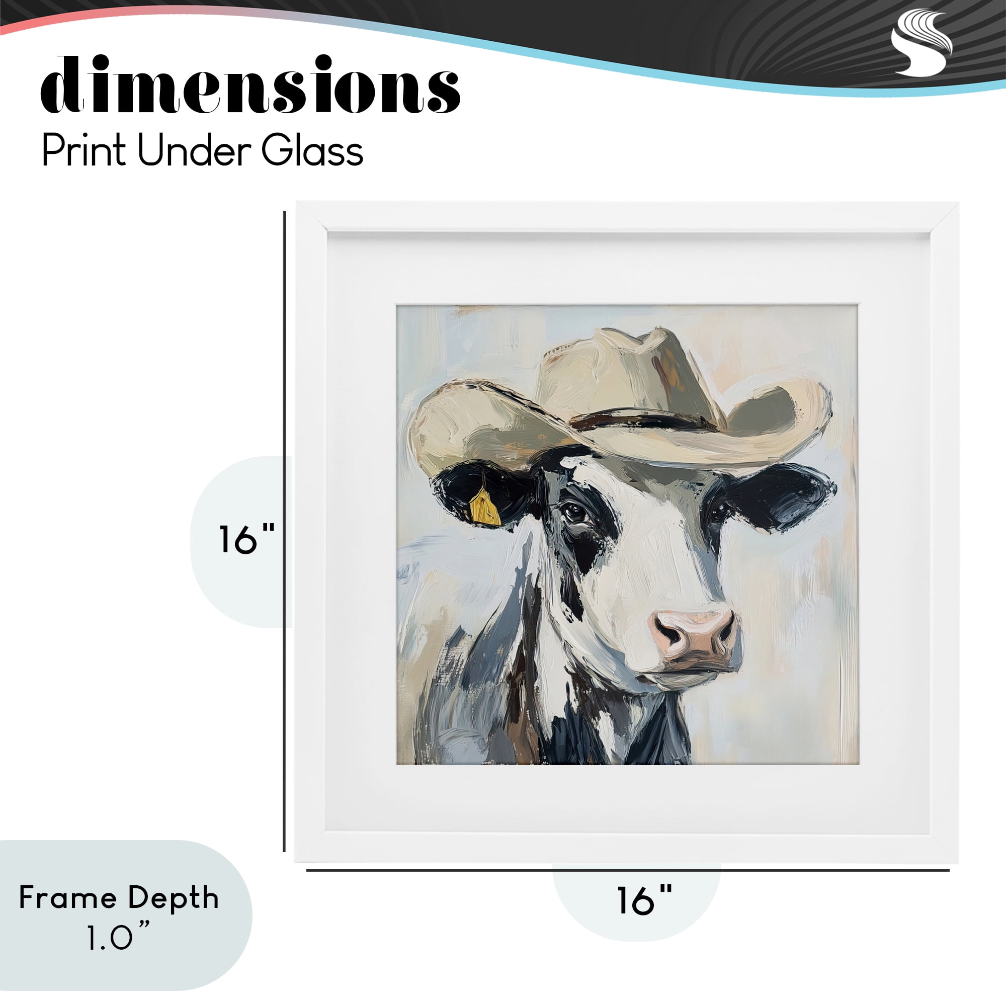 Stupell Industries Cowboy Carl Cow White Framed Print Under Glass, design by Tina LeCour
