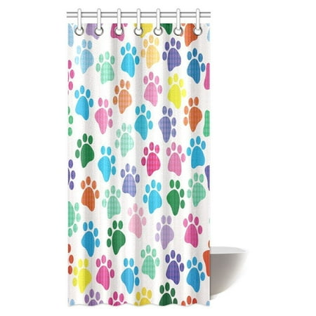 Pop Dog Lover Decor Shower Curtain Set Colorful Little Paws Cute