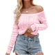 thumbnail image 2 of Suéter Corto de Punto con Cuello y Botones para Mujer, Larga, Dobladillo Acanalado. Rosa M, 2 of 10