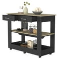 thumbnail image 4 of Nmkwnr 2 Drawers Kitchen Cart with 2 Shelves and Wheels, Wood Top Kitchen Island for Dining Room, Bar, Black+Brown, 4 of 7