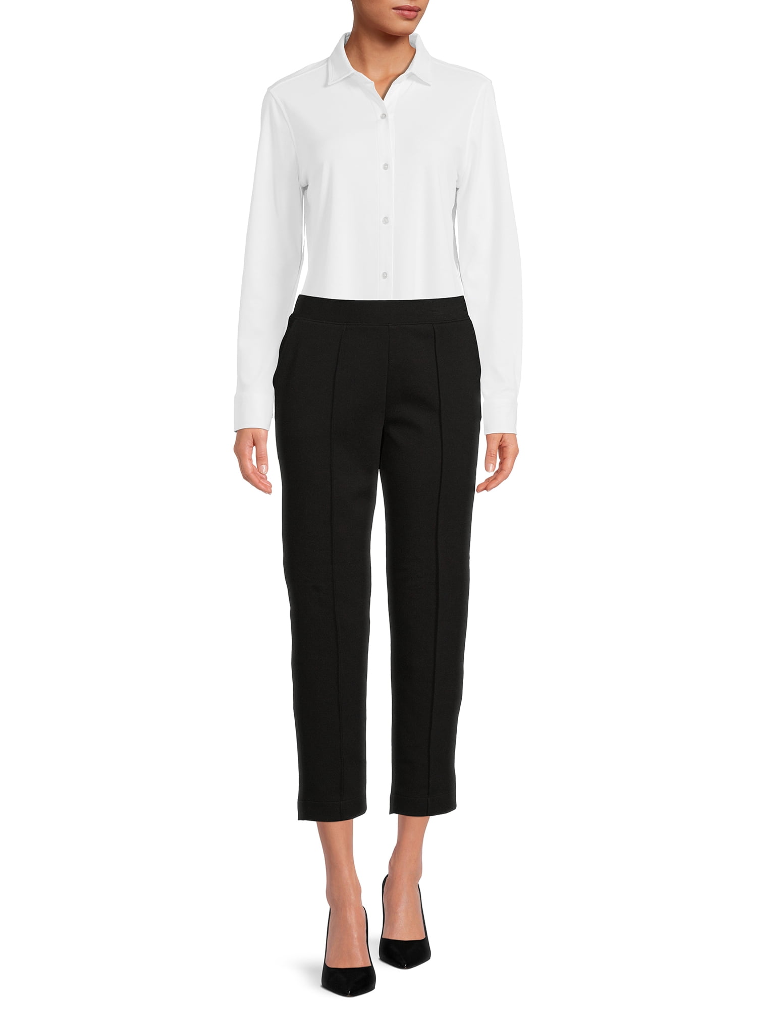 Martha Stewart Everyday Womens Knit Button Down Long Sleeve Shirt
