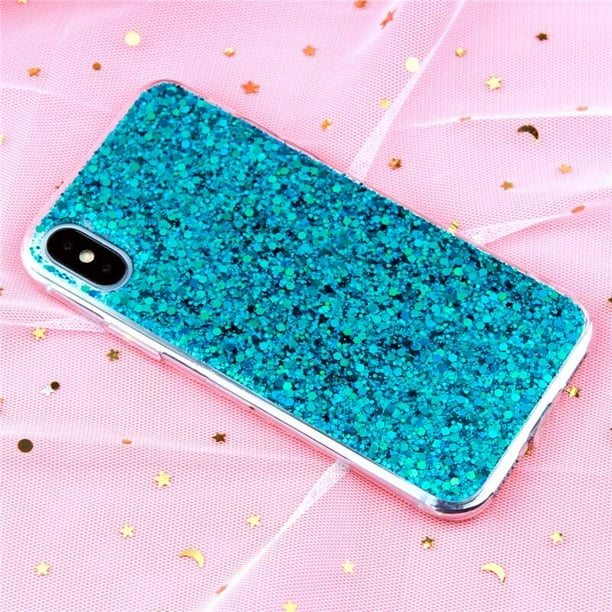 Funda de teléfono con purpurina para iPhone 13 12 11 14 Pro Max, funda de cristal epoxi suave de lujo para iPhone XR XS 6 7 8 Plus SE, Fundas con lentejuelas Tan Jianjun unisex