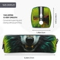 thumbnail image 3 of Pofeuu Fluorescent Wolf Print Leather Pencil Case, Leather Pencil Pouch Large Capacity, Big Pencil Pouch with Zipper Vintage Pen Bag Fountain Pen Holder, 3 of 7