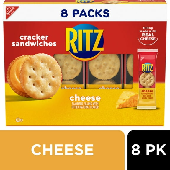 Pack of 2 RITZ Cheese Sandwich Crackers, 8 ct, 1.35 oz (Package May Vary)