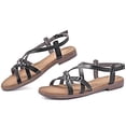 thumbnail image 2 of Ataiwee Women's Flat Slide Sandals - Fashion Adjustable Cross Strappy Braided Flat Summer Shoes., 2 of 6