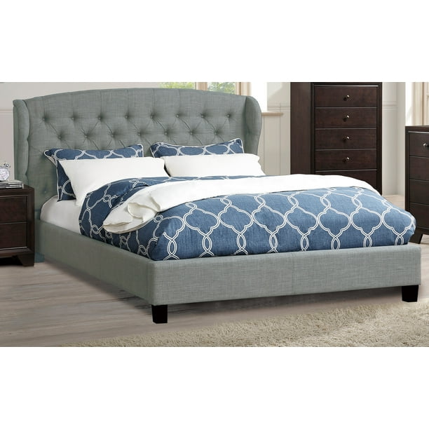 California King size bed Grey polyfiber bedroom furniture 1pc bed set