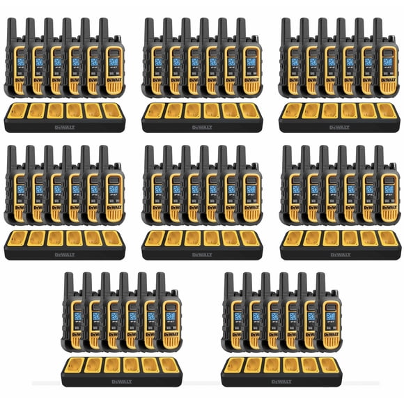 DeWalt DXFRS300 Talkies-Walkies Robustes avec 8x Station de Recharge (48 Radios) - Radios Bidirectionnelles à Longue Portée Rechargeables pour Affaires, Étanche IP67