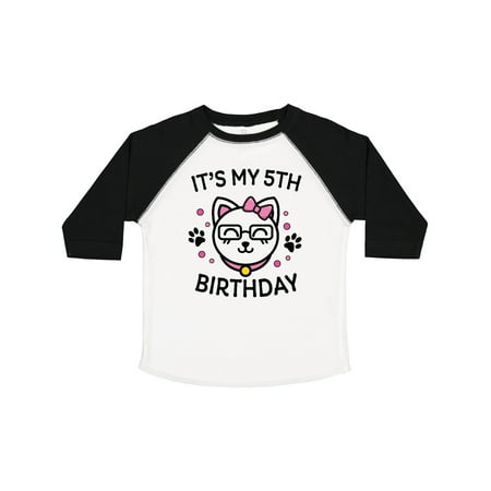 

Inktastic Its My 5th Birthday with Cat in Glasses Gift Toddler Toddler Girl T-Shirt
