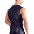 thumbnail image 3 of Men Sexy Leather Tank Top, Shiny Soft Matte Leather, Adjustable, Male Black Leather Vest, 3 of 7