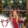thumbnail image 1 of Aros para el Pelo de Alce de Peluche onlyliua con Cuernos navideños Lazos Rosas brillantes, 1 of 6
