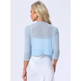 thumbnail image 3 of DARING DIVA Women's Elegant 3/4 Sleeve Mesh Sheer Cardigan Evening Shrug L Light Blue, 3 of 5