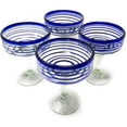 thumbnail image 3 of Hand Blown Margarita Glasses – Set of 4 with Blue Spiral Design 16 oz., 3 of 4