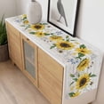 thumbnail image 4 of Sunflower Table Runner - 48 Inch Long, Kitchen Dining Table Runner Dresser Scarves, Botanical Flowers Floral Bee Butterfly Wooden Farmhouse Decor for Coffee Tables Wedding Party Banquet, 4 of 8