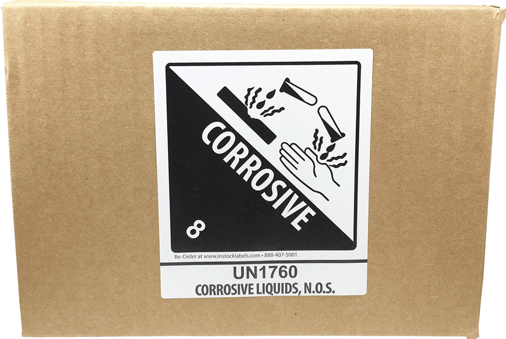 Buy UN1760 Hazardous Corrosive Liquids, N.O.S. Class 8 Shipping Labels 4 x 4.75 inches 500