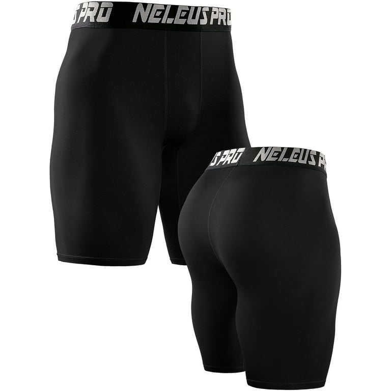 NELEUS Men s Performance Compression Shorts Athletic Workout Underwear 3 Pack Black US Size S