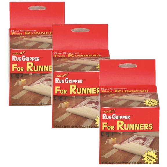 3-pack Optimum Technologies Lok Lift Rug Gripper Runner - Non-Slip Backing - 3 Pack, 4" x 25' — Residential Use, Standard Application