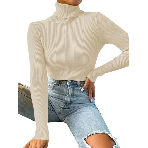 Turtleneck Sweater Women's Autumn And Winter Solid High Neck Pullover Long Sleeve Knitted Sweater Top Sweaters For Women