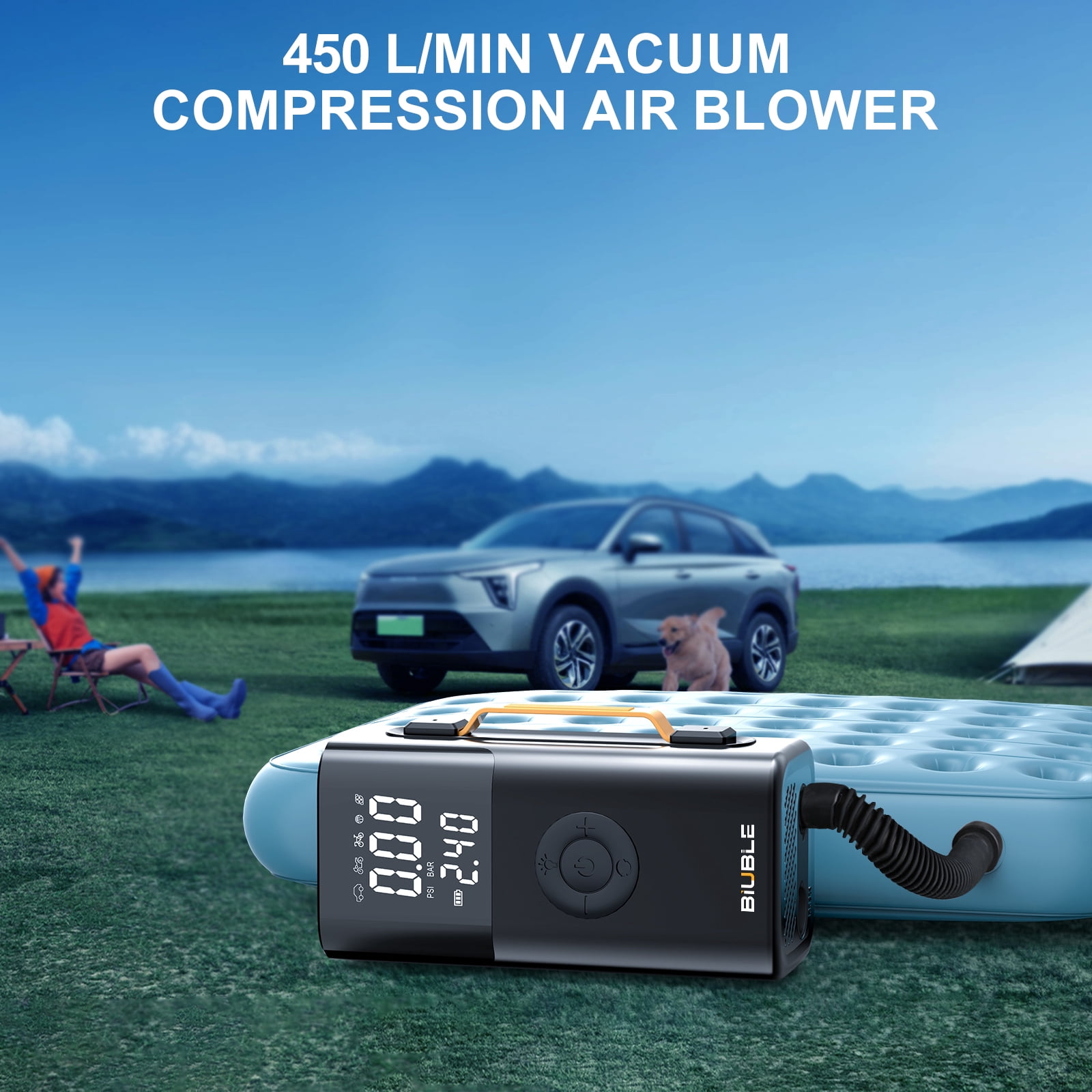 8500A Multi-function Car Jump Starter with Air Inflator/Deflator Compressor, 7-in-1 Car Battery Jump Starter with LED Emergency Light,Portable Car Jump Starter for Gasoline or Diesel