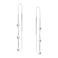 thumbnail image 2 of Bling Jewelry Womens Classic Minimalist Dangle Chandelier Earrings CZ Sterling Silver Linear Design, 2 of 4