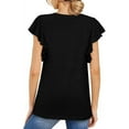 thumbnail image 4 of Women's Summer T Shirts Fashion Casual V-Neck Solid Color Ruffe Short Sleeve Cute Top Blouse Loose Fit Comfy Tee, 4 of 4