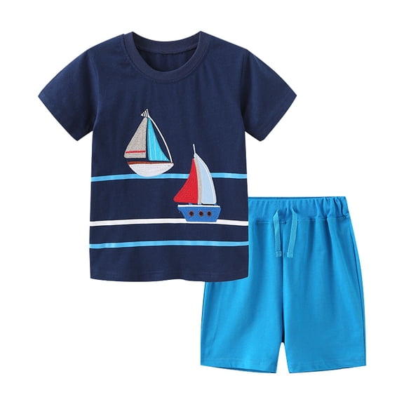 CONROSES Toddler Boys Clothes Sets Cartoon Graphic Short Sleeve T-Shirt Shorts Outfits for Kids, Sizes 3-4 Years