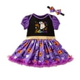 thumbnail image 7 of mgoYE Toddler Baby Girl Pumpkin Printed Tutu Dress Long Sleeve Skirt Outfits Clothes with Headband|Dark Purple 1-3 Months, 7 of 7