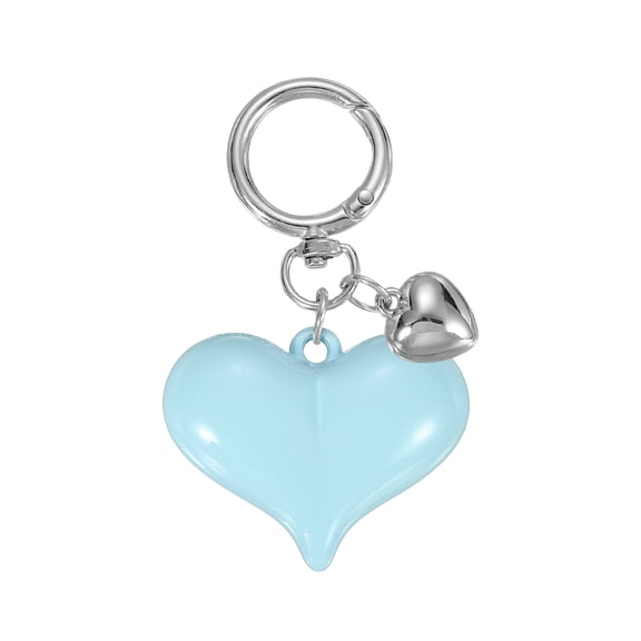 Uxcell Cute Heart Keychain for Women, Resin Heart Purse Charm Bag Charm Accessories for Handbag Car Purse Backpack Wallet Pendant, Peach Blue