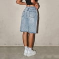 thumbnail image 7 of Girls Baggy Jorts Tween Girls Wide Leg Loose Knee Length Jean Shorts Teens Summer Y2K Skater Streetwear Washed Denim Shorts, 7 of 7