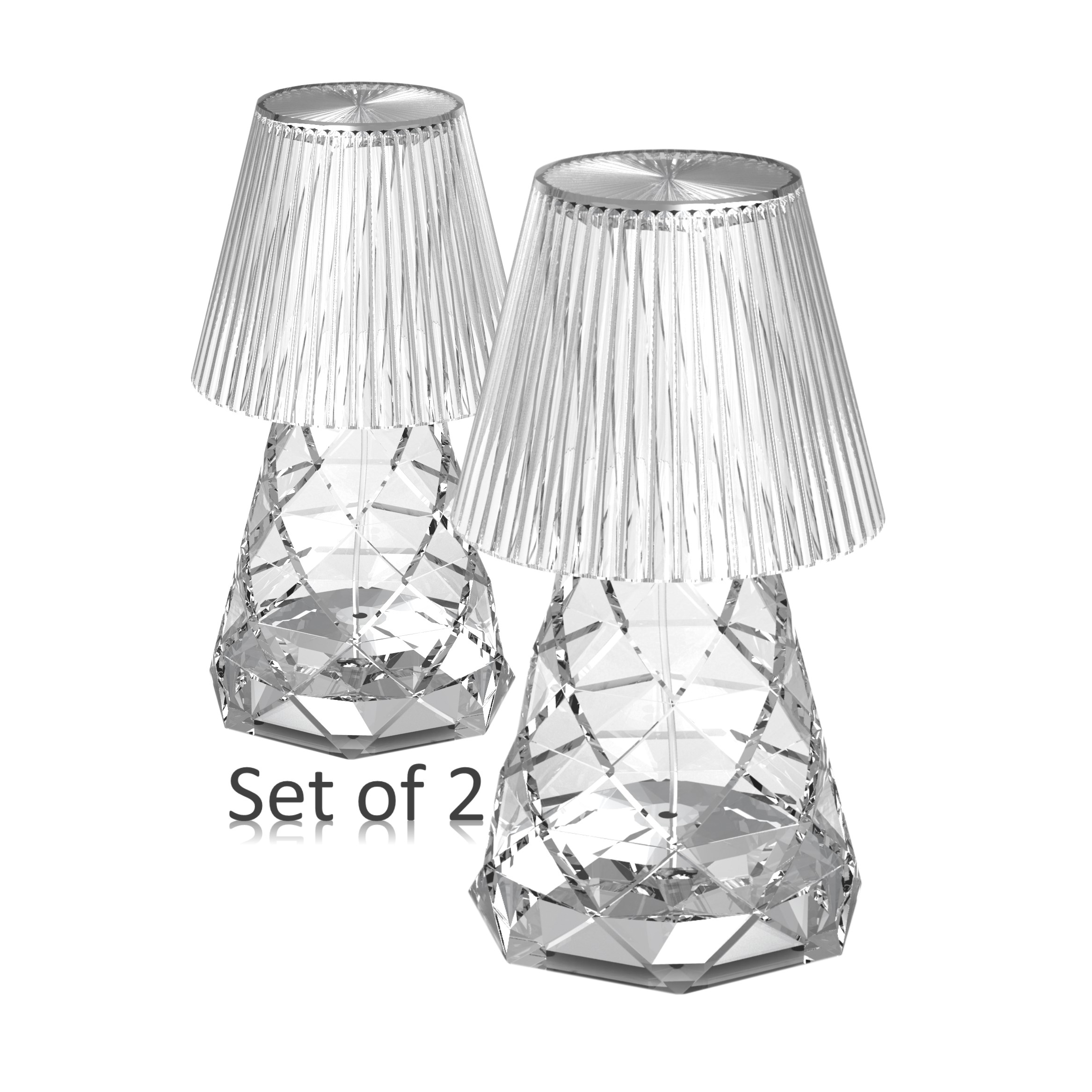 Newgarden Cordless Table Lamp Lola Lux 8" (Set of 2) USB Rechargeable, 150 Lumens LED, Touch Sensor, Weatherproof, Warm Light, Modern Style